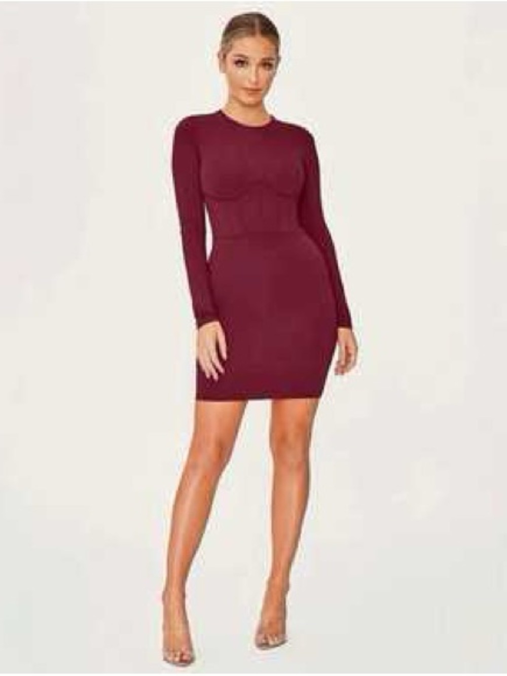 Meshki Long Sleeve Wine Mini Dress
